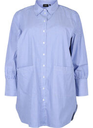 Stripet bomullsskjorte med ledig passform, Baja Blue Stripe