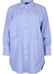 Stripet bomullsskjorte med ledig passform, Baja Blue Stripe