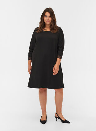 kjole med lange ermer, Black , Model image number 3