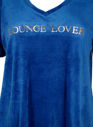 T-skjorte i velour med V-hals, Monaco Blue, Packshot image number 2