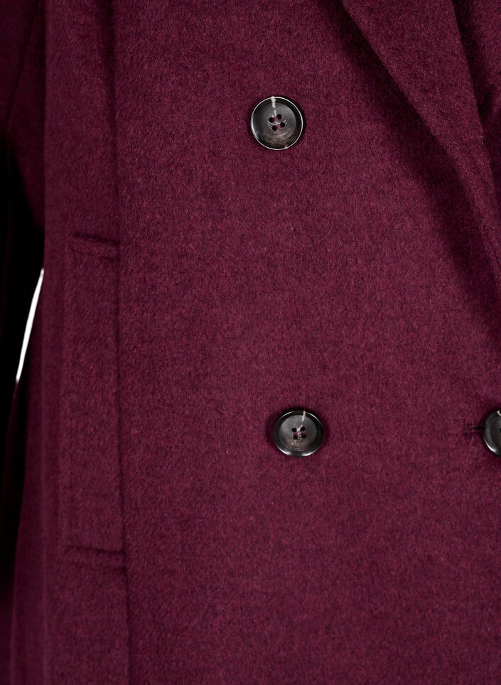 Ullblandet frakk med dobbeltradede knapper, Maroon Banner Mel., Packshot