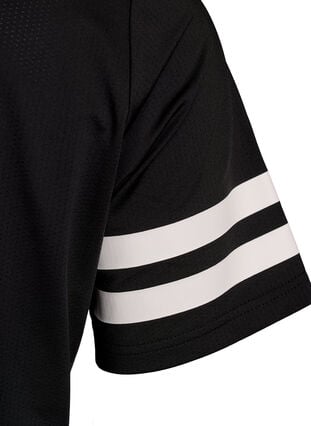 Zizzi Sporty poloskjorte med stripete detaljer, Svart, Packshot image number 3