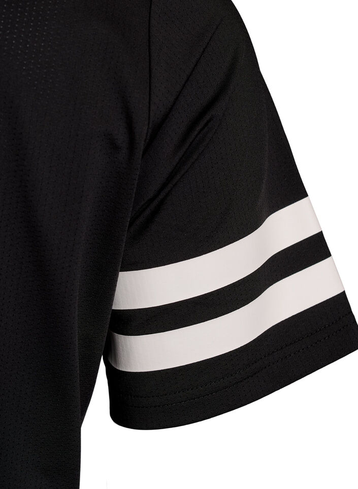 Sporty poloskjorte med stripete detaljer, Svart, Packshot image number 3