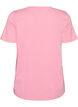 Bomulls T-skjorte med trykk foran, Rosa, Packshot image number 1