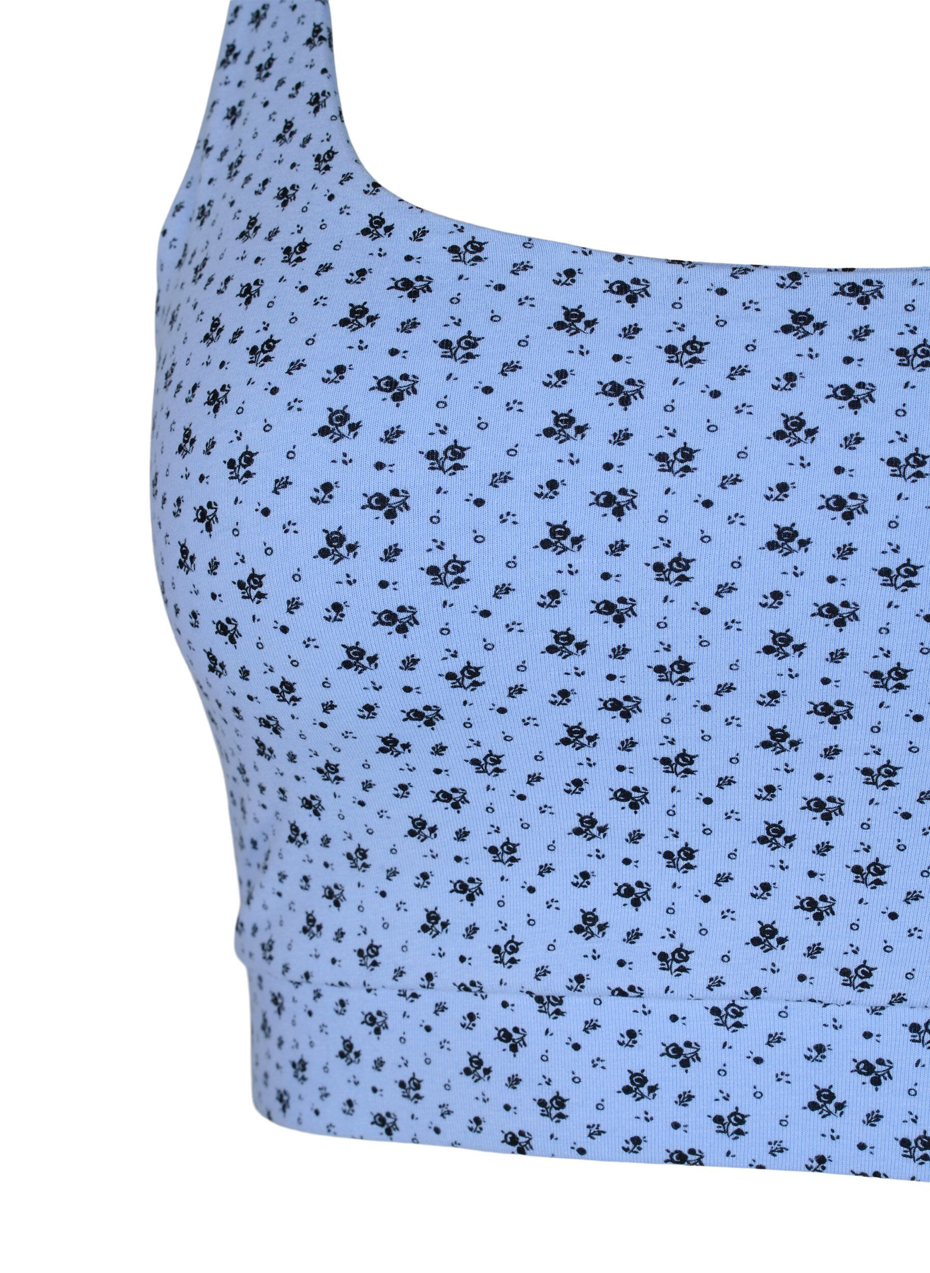 Zizzi 2 stk BH av bomull med justerbare stropper, Serenity AOP/Black, Packshot image number 2