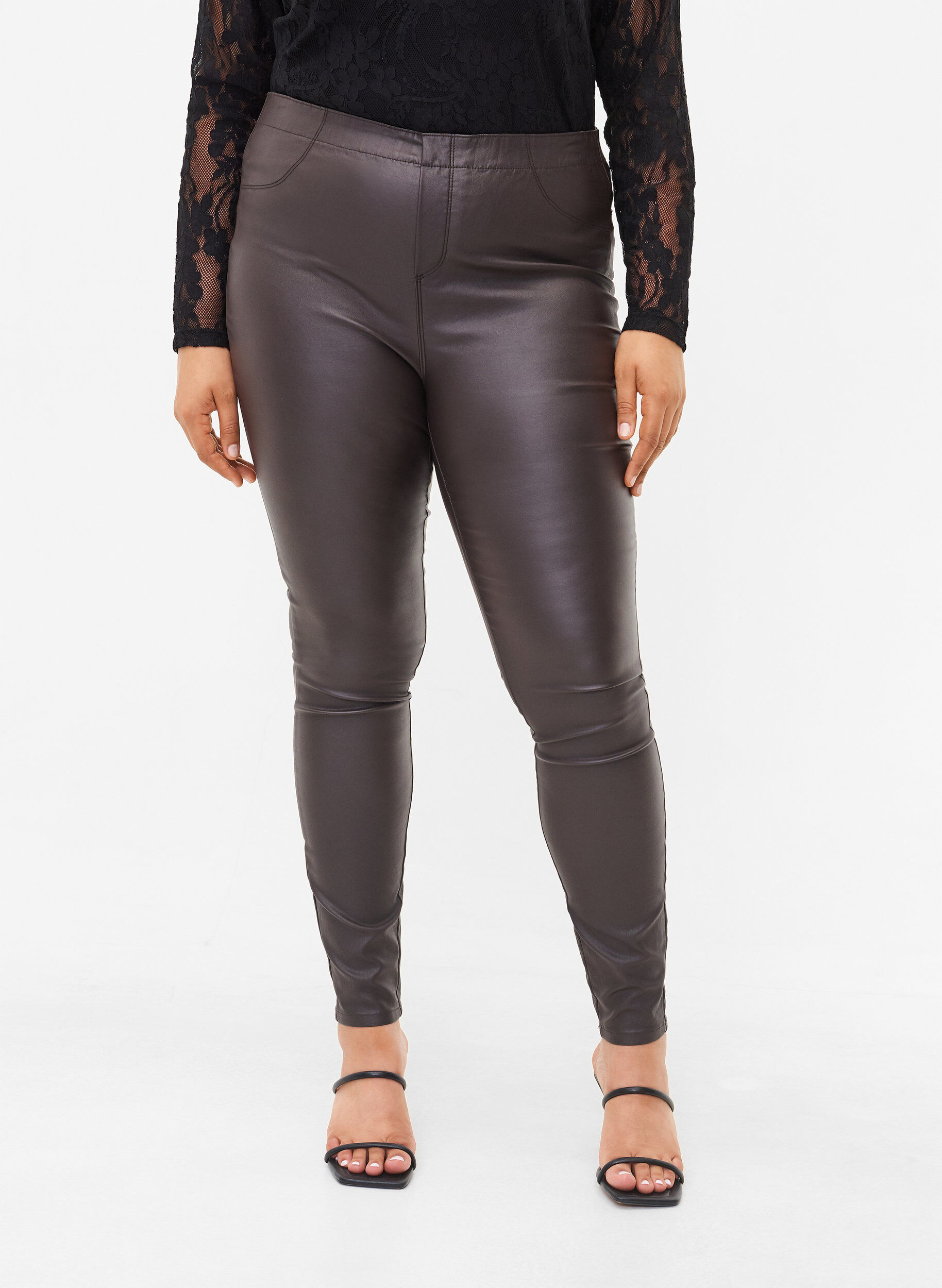 Zizzi Coated leggings, After Dark, Model image number 3