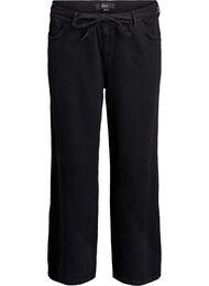 Loose fit-jeans med elastisk linning og snøring, Black Wash