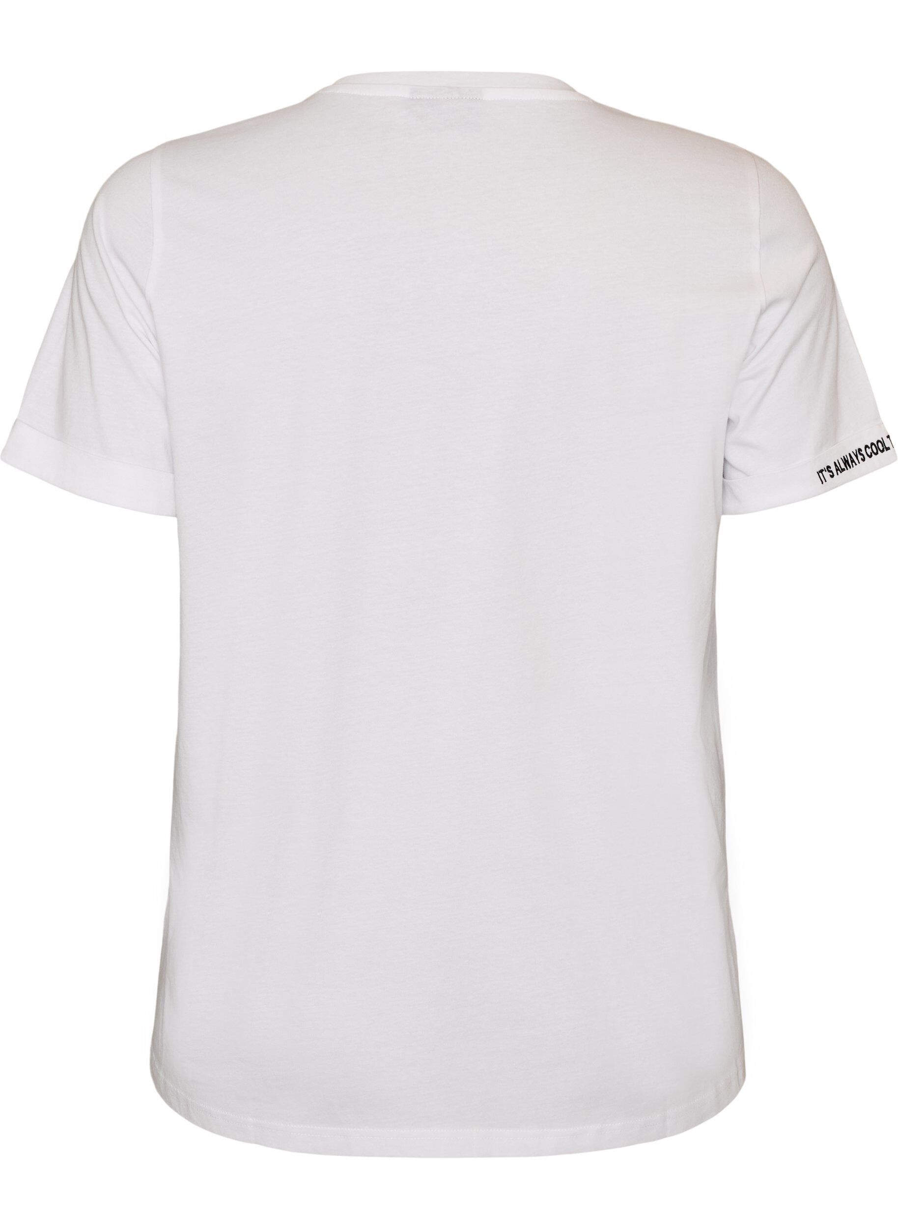 ZizziT-skjorte i bomull med tekstbroderi, Hvit, Packshot image number 1
