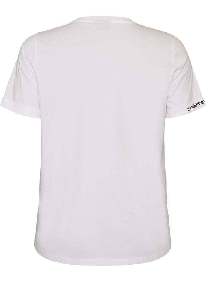 T-skjorte i bomull med tekstbroderi, Hvit, Packshot image number 1