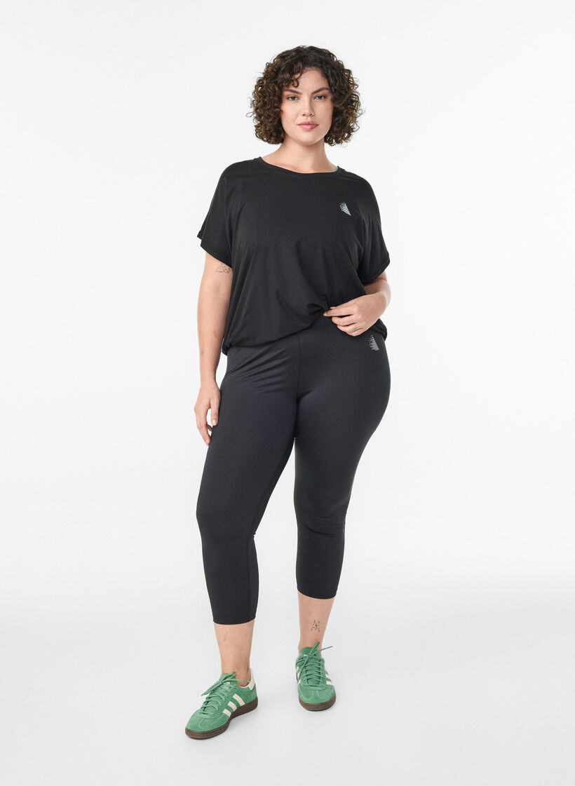 Tettsittende capribukser til trening, Svart, Model image number 1