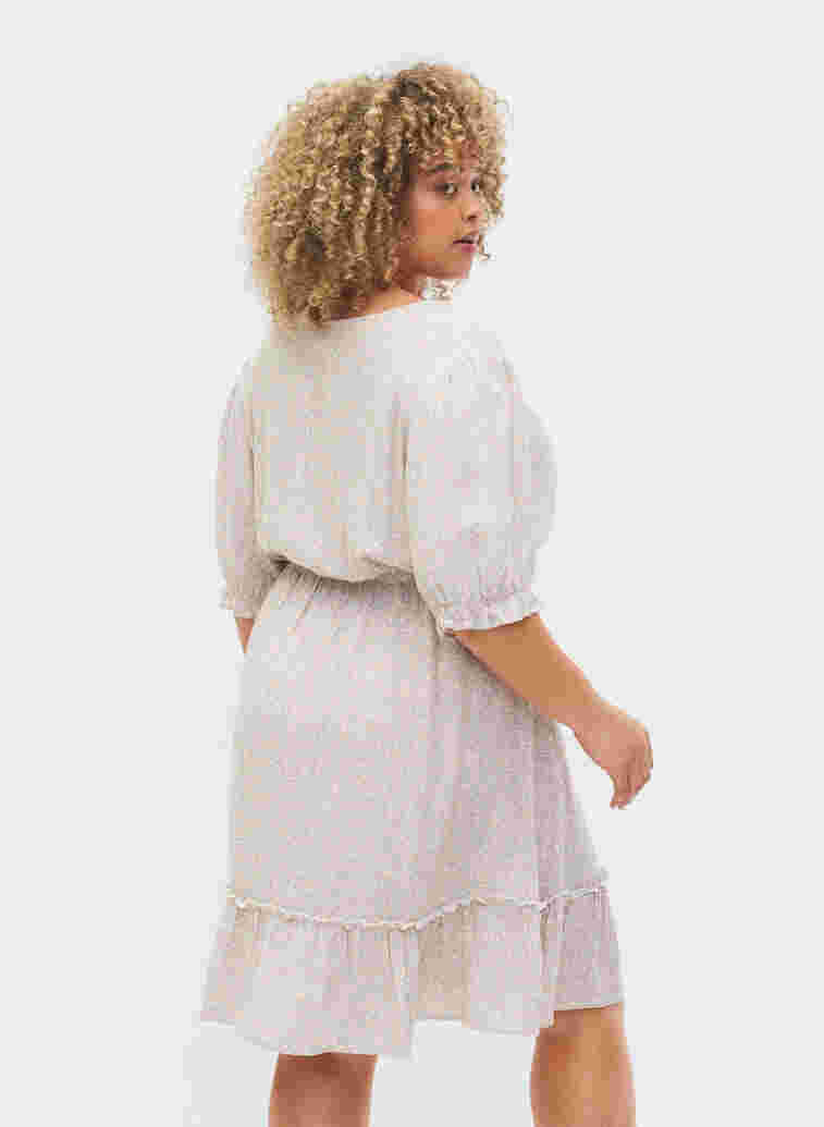 Blomstrete viskosekjole med korte ermer, White Ditsy AOP, Model