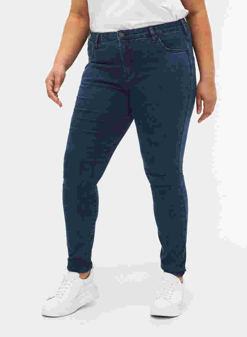 Super slim Amy jeans med høyt liv, Dark blue, Model image number 3