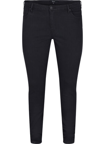 Ekstra slim Sanna jeans med normal høyde på livet, Black, Packshot image number 0