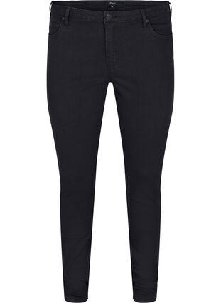 Ekstra slim Sanna jeans med normal høyde på livet, Black, Packshot image number 0