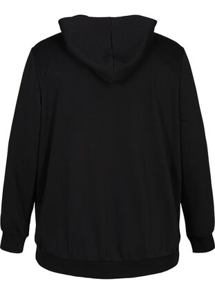 Sweatshirt med hette og trykk, Black, Packshot image number 1