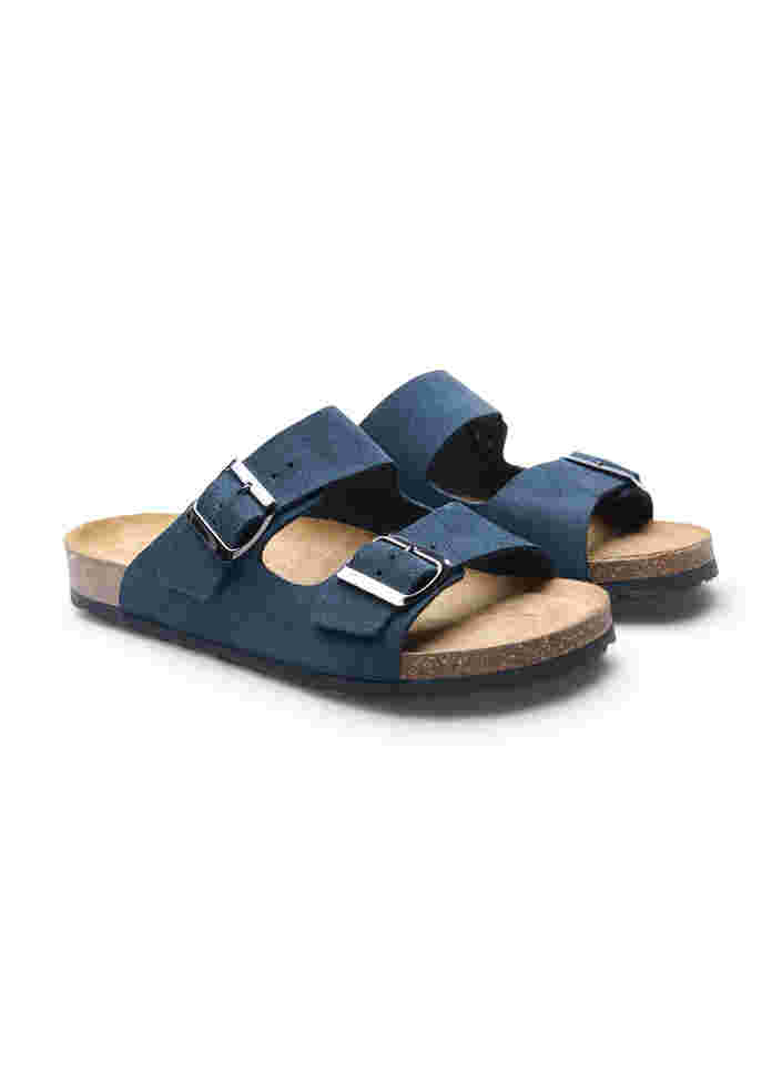 Sandaler med bred passform i semsket skinn, Navy, Packshot image number 1