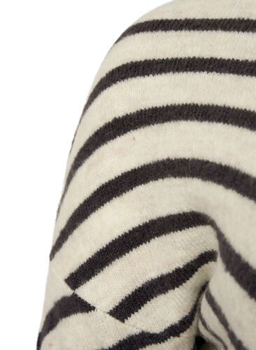 Strikket bluse med diagonale striper, Birch Mel. w stripes, Packshot image number 3