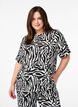 Kortermet bluse med sebraprint, Svart, Model image number 0