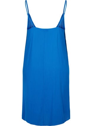 Ensfarget kjole i viskose med stropper, Victoria blue, Packshot image number 1