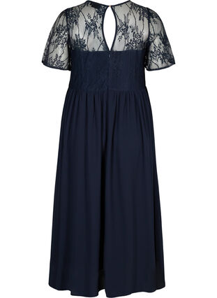 Lang kortermet kjole med blonder, Night Sky, Packshot image number 1