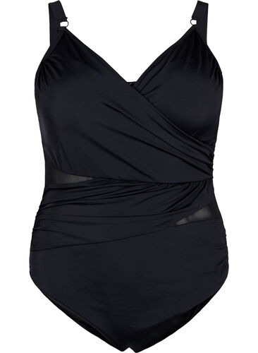 Badedrakt med wrap, Black, Packshot image number 0