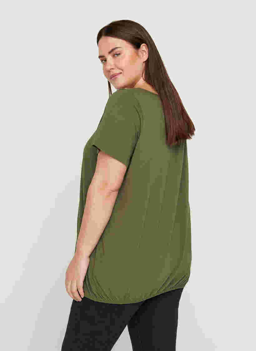 Kortermet T-skjorte med rund hals og blondekant, Ivy Green, Model image number 1