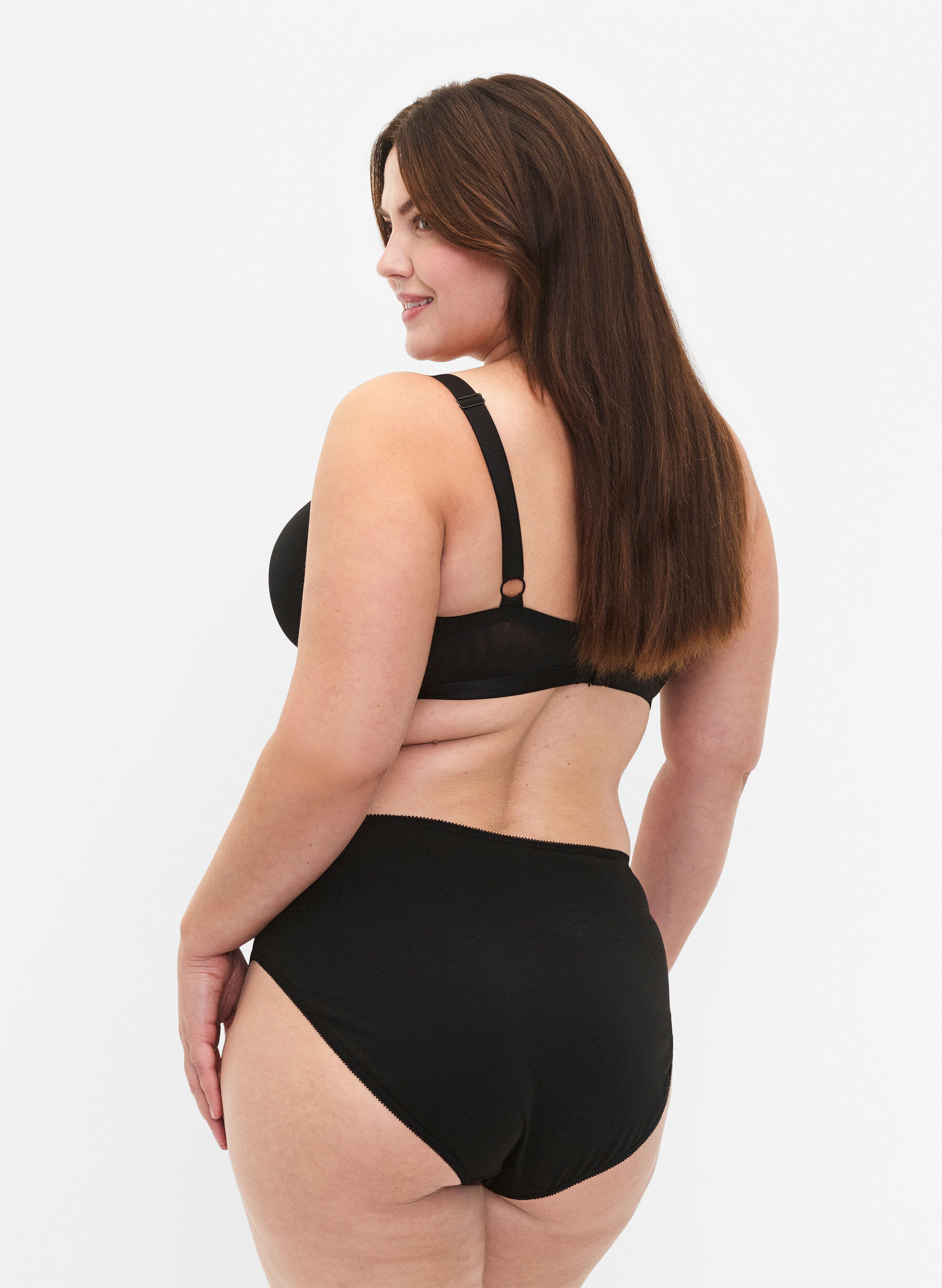 Zizzi5-pack bomullstruser med vanlig midje, Svart, Model image number 1