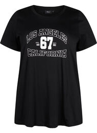 T-skjorte i bomull med trykk foran, Black LOS ANGELES