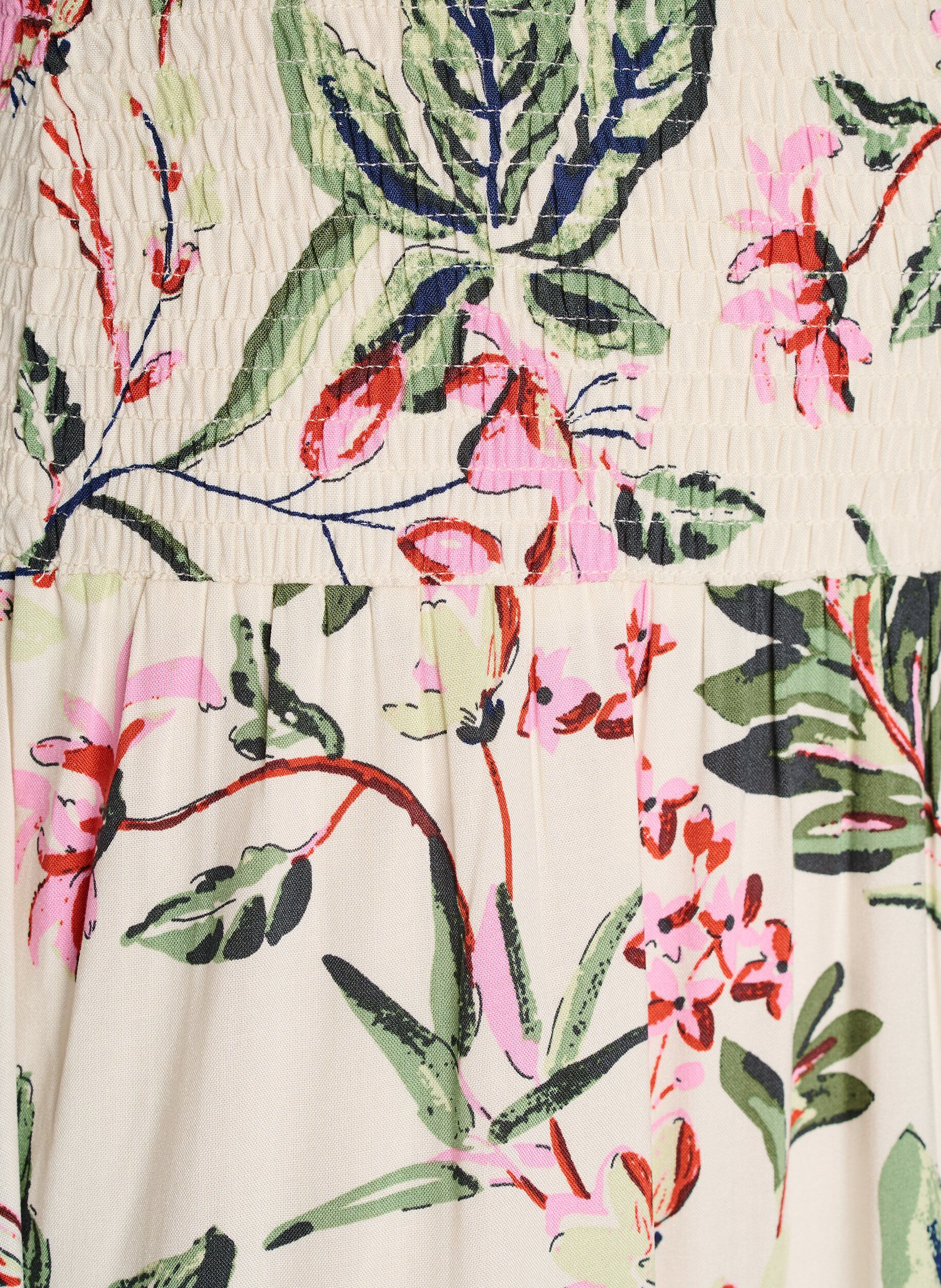 ZizziViskose maxiskj&oslash;rt med smock, Vanilje, Packshot image number 2