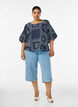 Viskosebluse med paisleym&oslash;nster og ballongermer, Bl&aring;, Model image number 1