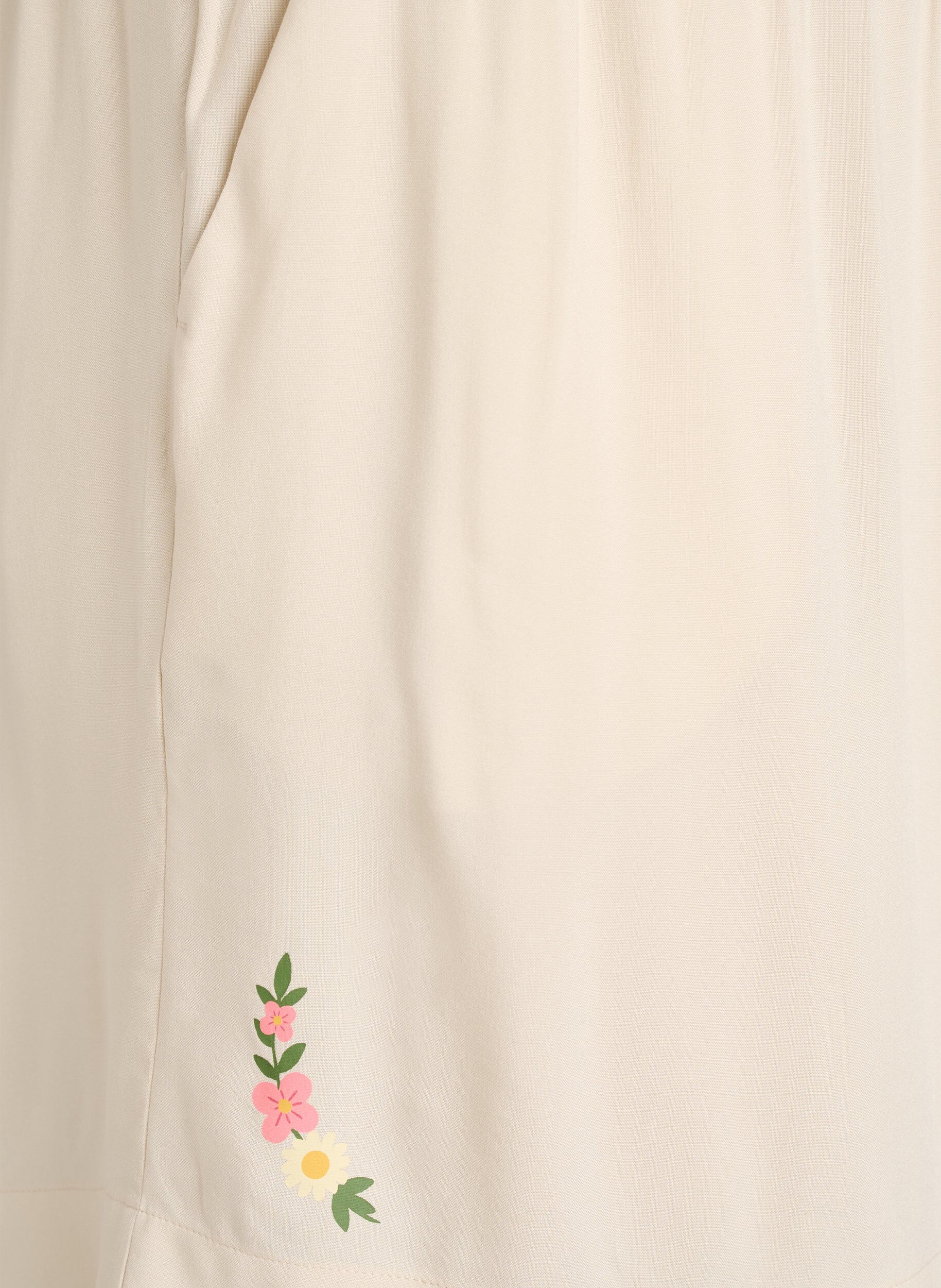 Zizzi Loose fit pyjamasshorts i viskose med h&oslash;y midje, Beige, Packshot image number 3