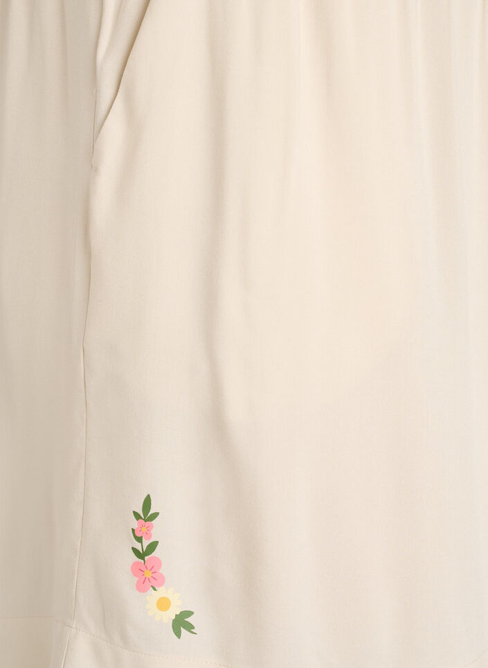 Loose fit pyjamasshorts i viskose med h&oslash;y midje, Beige, Packshot image number 3