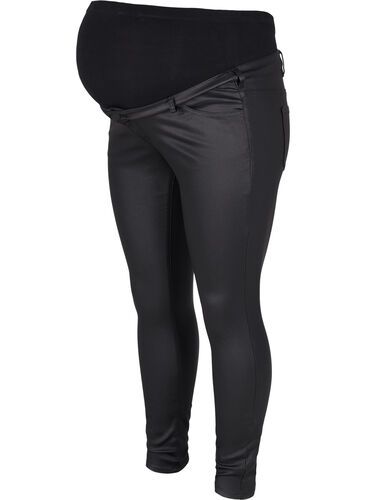 Coated bukser til gravide, Black, Packshot image number 0