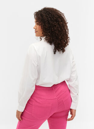 Skjorte i bomullsblanding, Bright White, Model image number 1