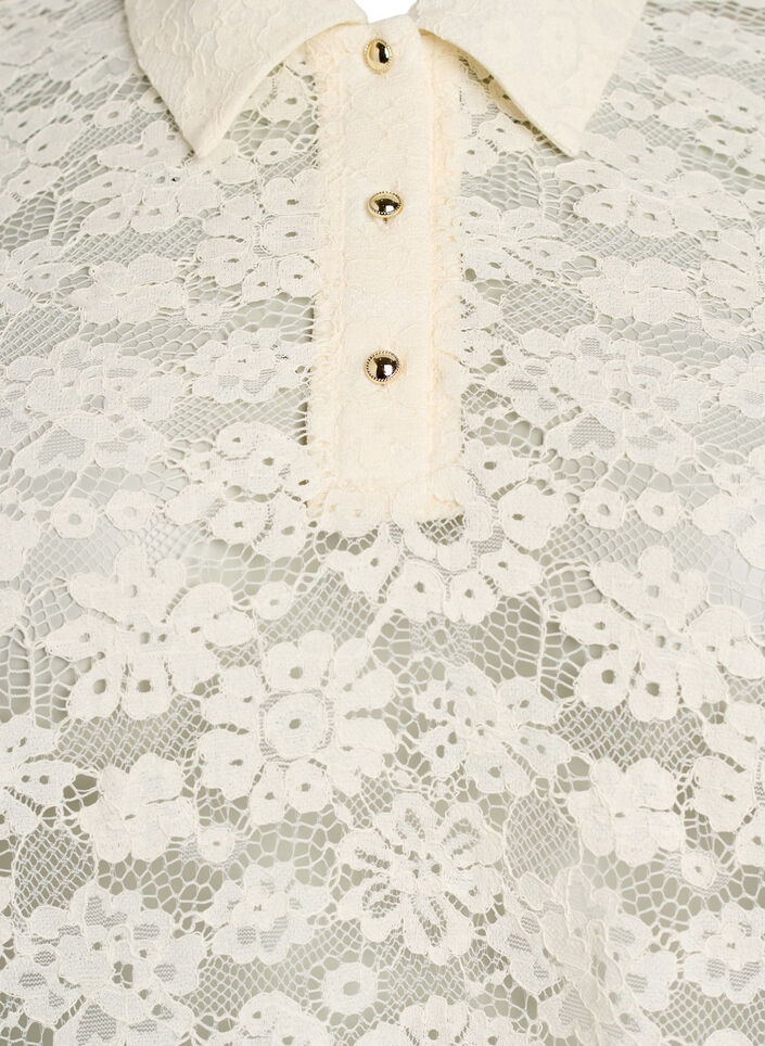 Blondebluse med krage og 1/2 ermer, Vanilje, Packshot image number 2