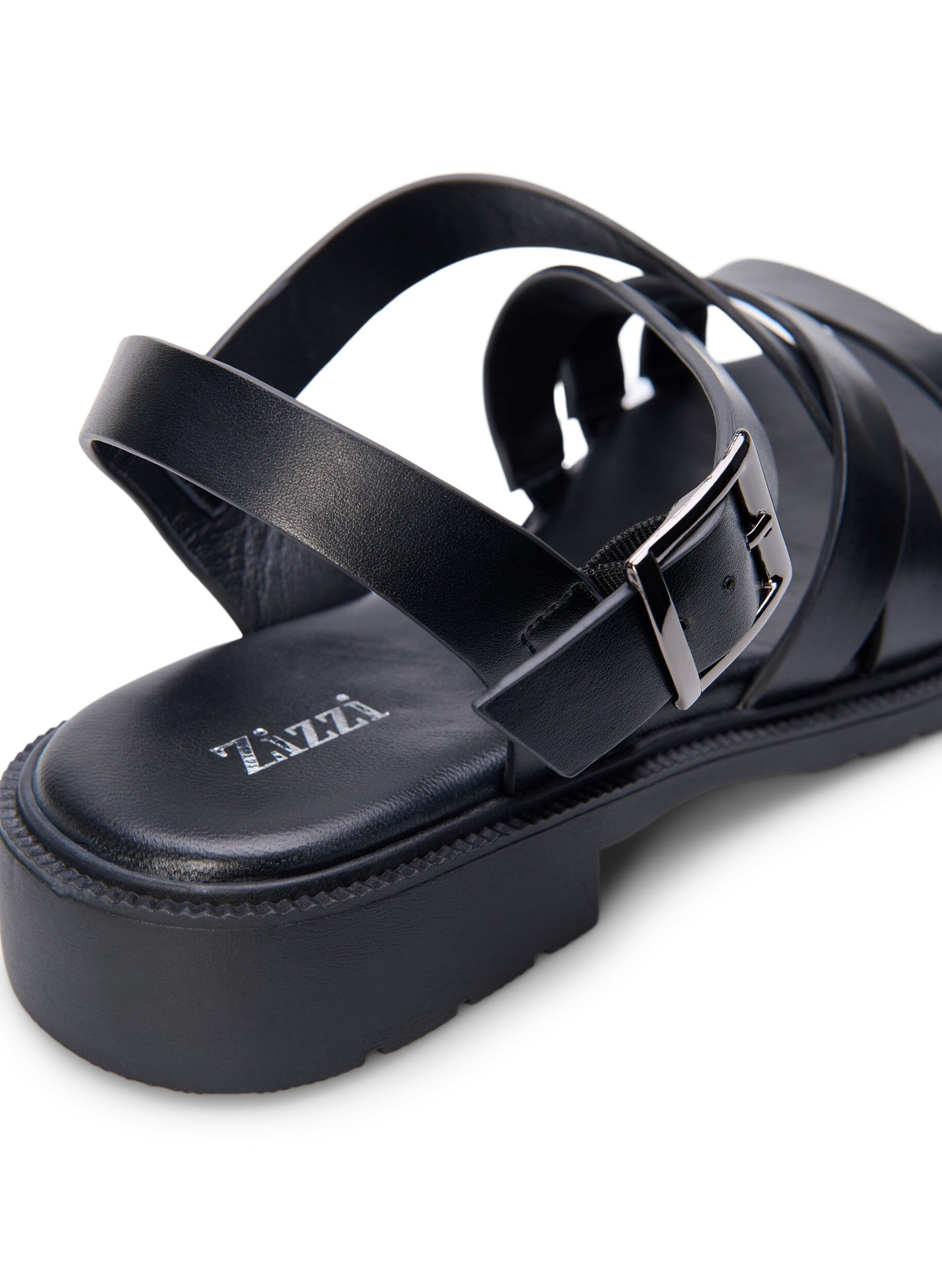 Zizzi Sommersandal i skinn med bred passform, Black, Packshot image number 4