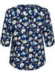 Blomstret bluse med 3/4-ermer, P. Blue Flower AOP, Packshot image number 1