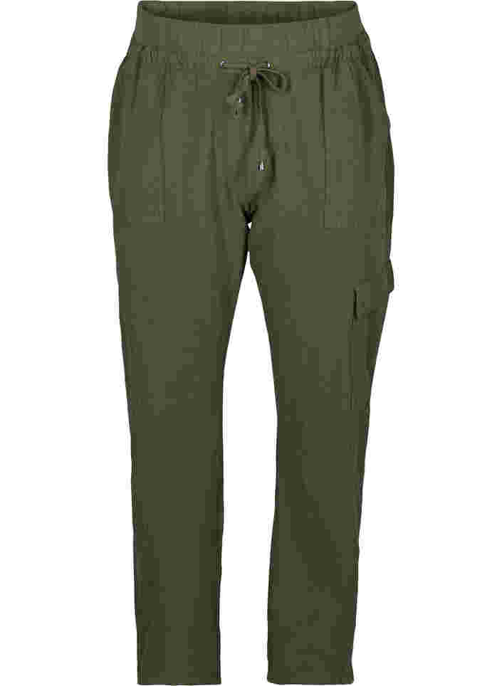 Løse bukser i bomull, Ivy Green, Packshot image number 0