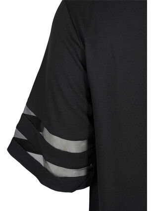Kortermet kjole med gjennomsiktige detaljer, Black, Packshot image number 3