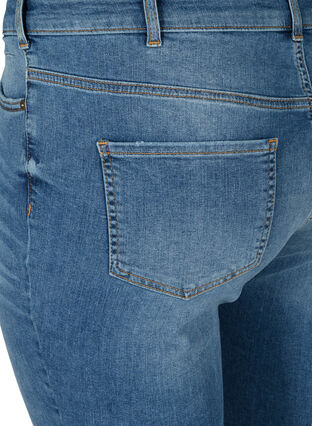 Zizzi Denimshorts med høyt liv og rå kanter, Dark blue denim, Packshot image number 3