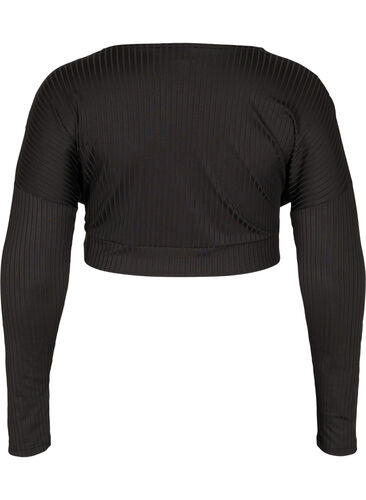 Cropped topp med lange ermer, Black, Packshot image number 1