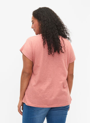 T-skjorte i bomull med mønsterdetalj, Old Rose W. Leaf, Model image number 1