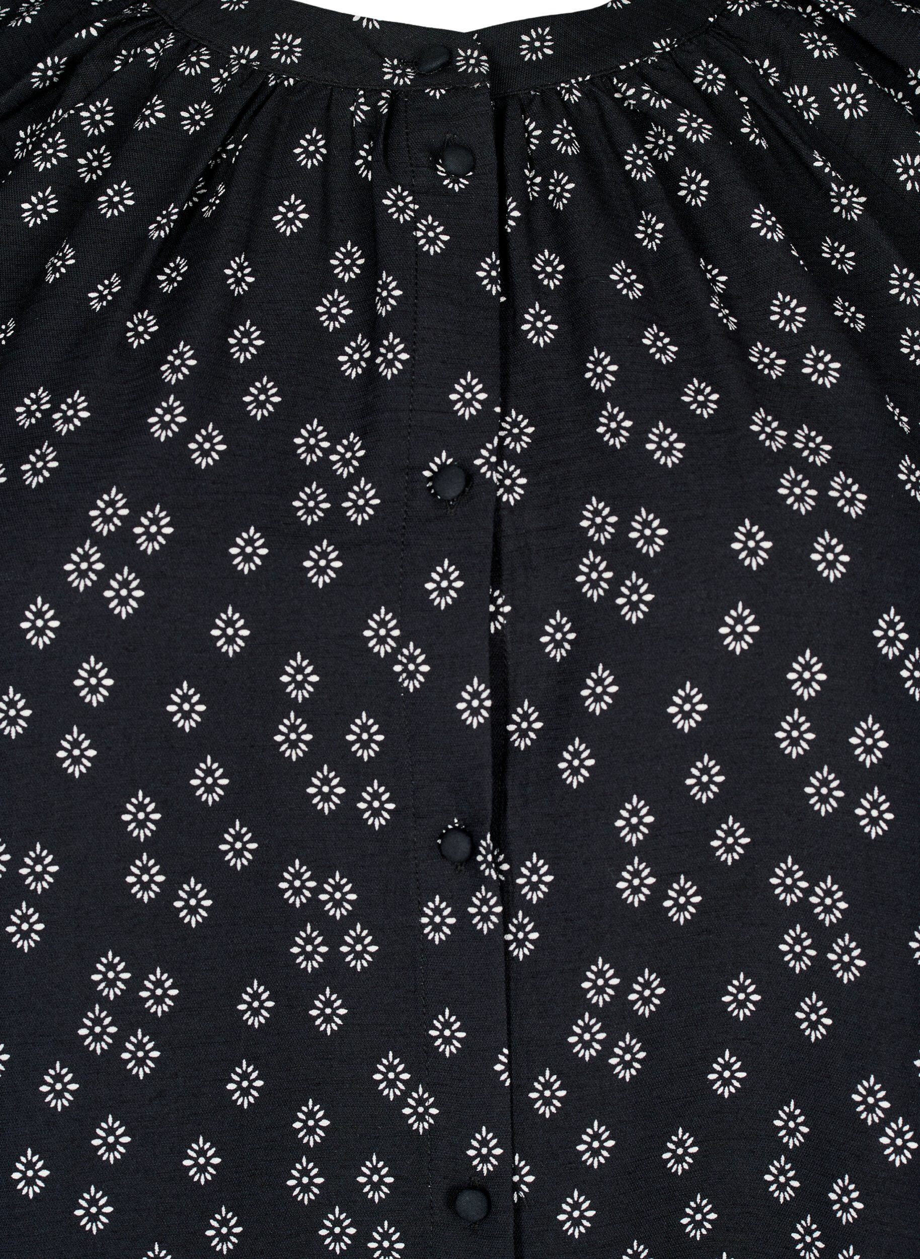 Zizzi Langermet tunika med blomstertrykk, Svart, Packshot image number 2