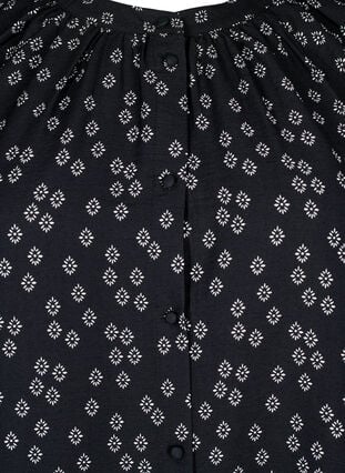 Zizzi Langermet tunika med blomstertrykk, Svart, Packshot image number 2