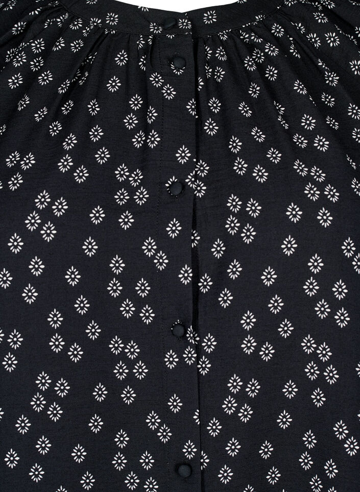 Langermet tunika med blomstertrykk, Svart, Packshot image number 2