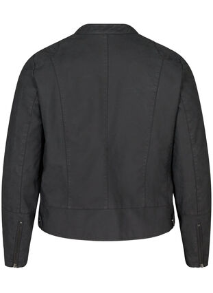 Kort jakke i imitert semsket skinn, Black, Packshot image number 1