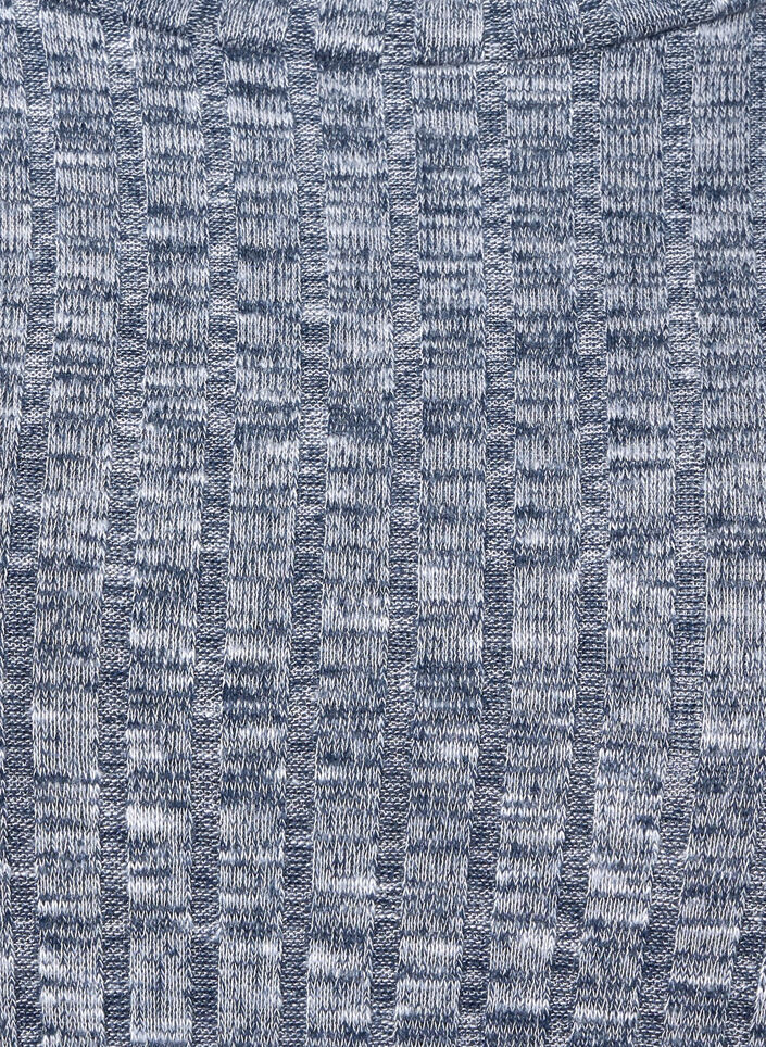 Bluse i melange med rund hals og 3/4-ermer, Dress Blues Mel., Packshot image number 3