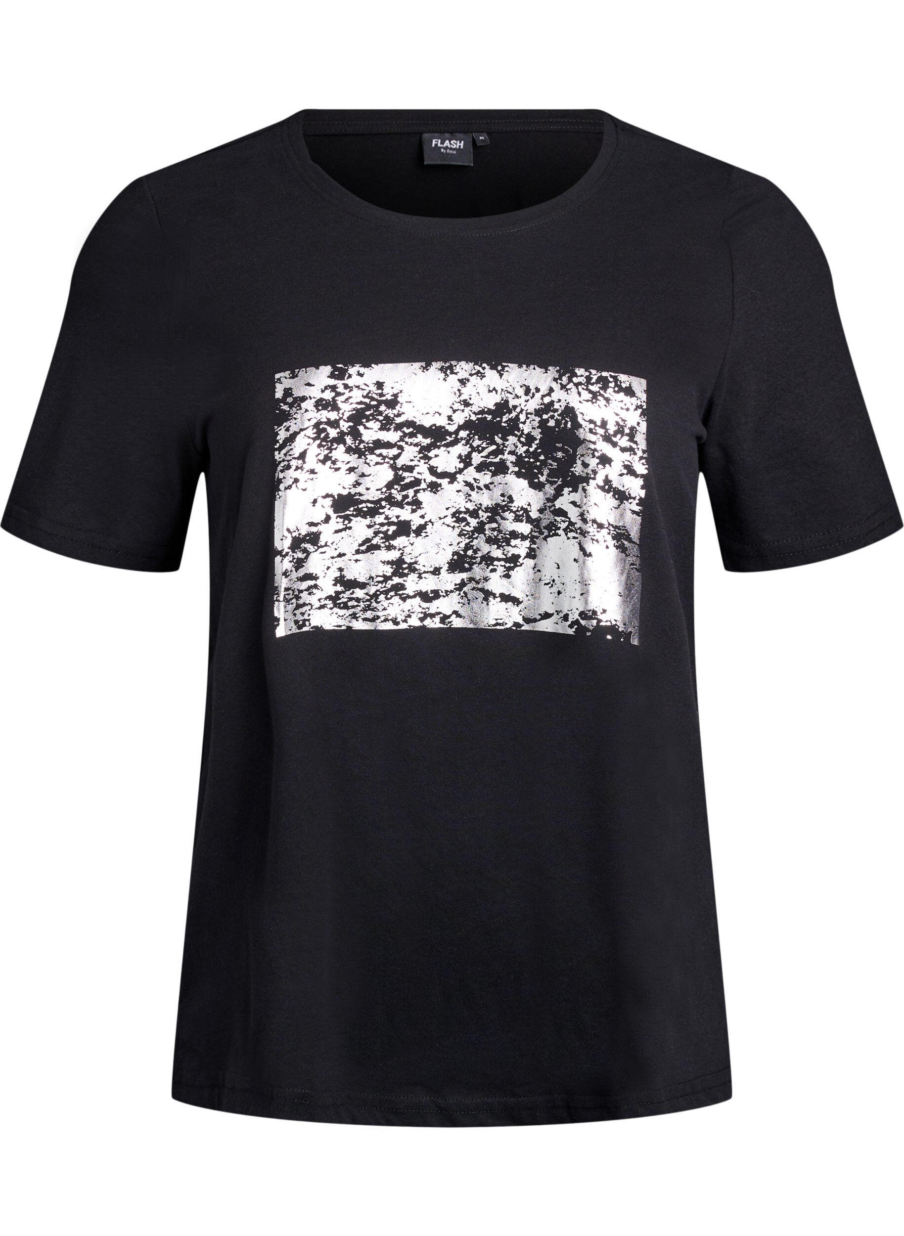 ZizziT-skjorte med trykk, Svart, Packshot image number 0