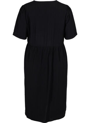 Kortermet kjole med knapper og lommer, Black, Packshot image number 1