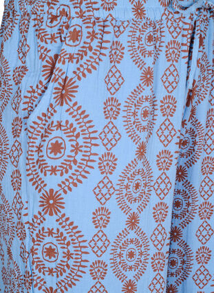 Zizzi Løse bukser i mønstret bomullsmusselin, Blå, Packshot image number 2